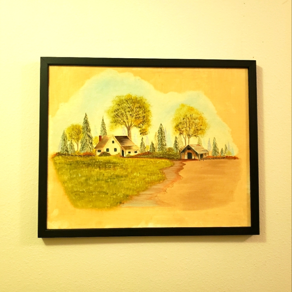 House and Barn Original Acrylic Painting
